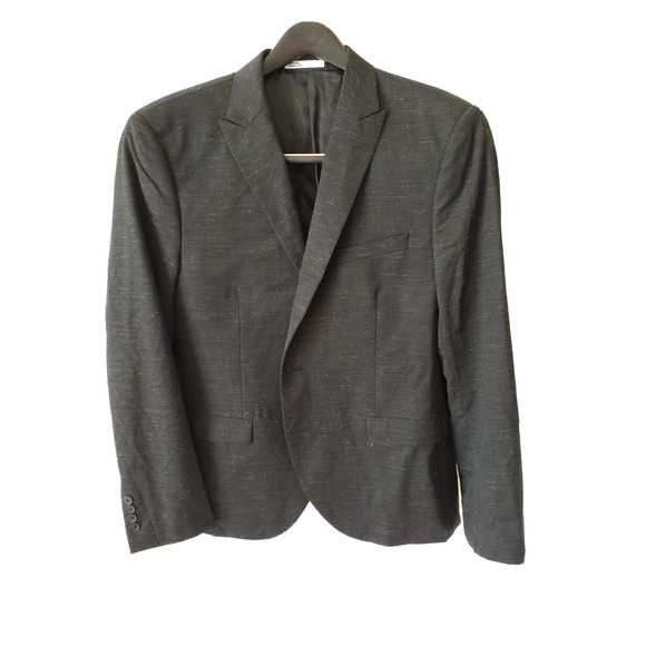 Calibrate Mens Size 44R Extra Trim Fit Jacket Black Wide Peak Single Breasted - Picture 1 of 7